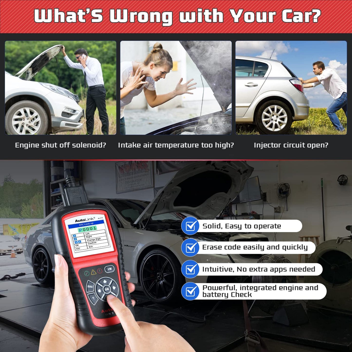 Autel AL519 OBD2 Scanner – Full Mode 6 CAN Code Reader
