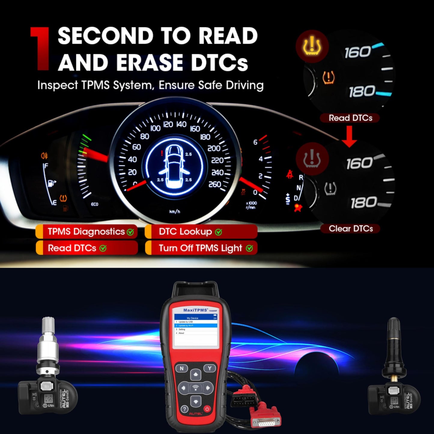 Autel MaxiTPMS TS508WF TPMS Tool – Sensor Programming & Relearn