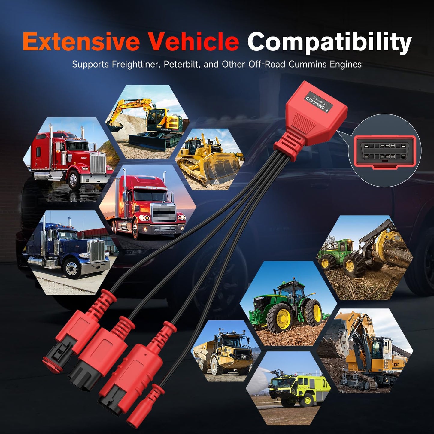 Autel Cummins 8-PIN Adapter for MaxiSYS CV Truck Scanners