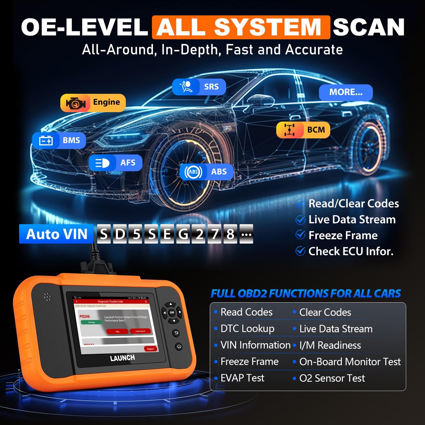 LAUNCH X431 Creader Elite 2.0 FGC – 2025 Bi-Directional OBD2 Scanner