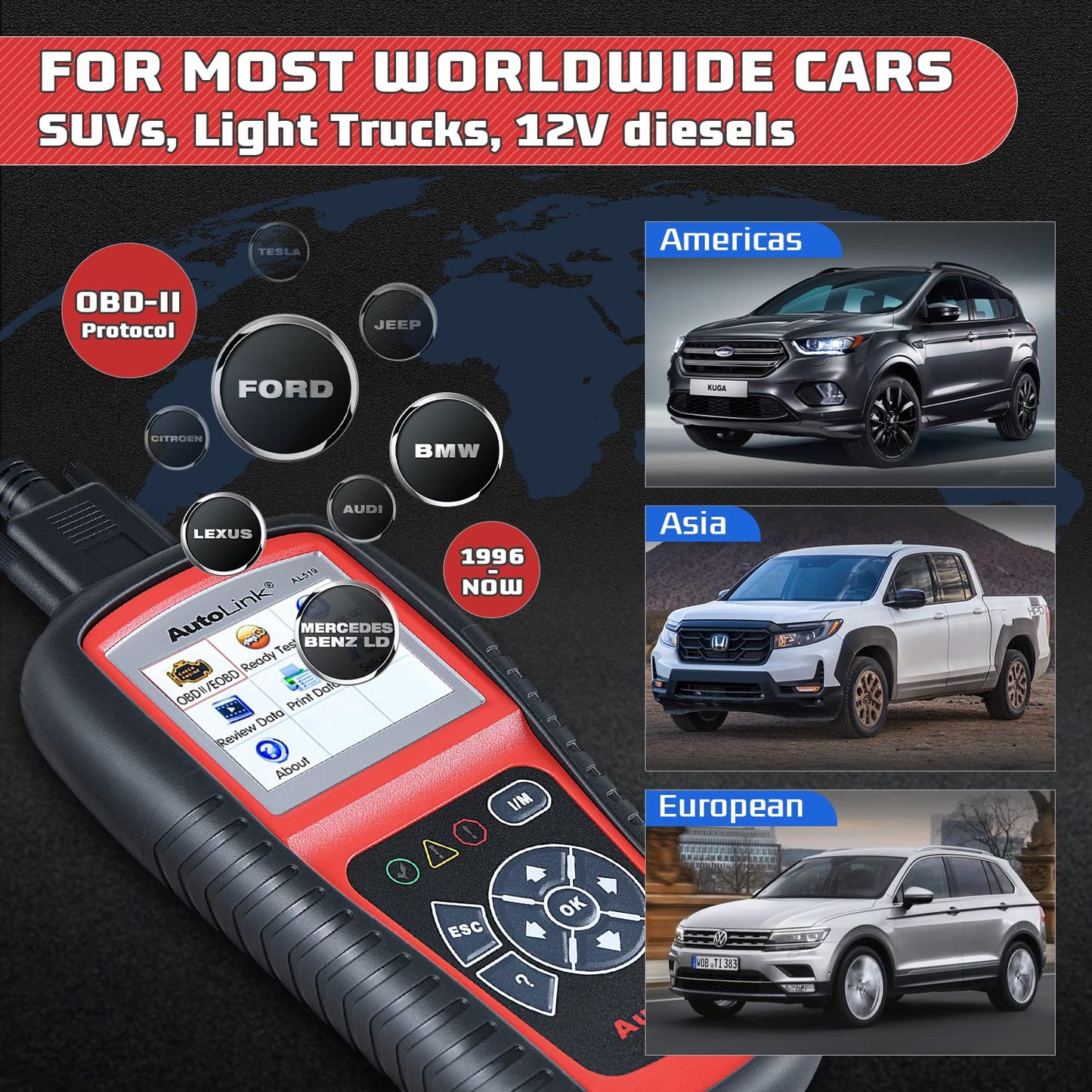 Autel AL519 OBD2 Scanner – Full Mode 6 CAN Code Reader