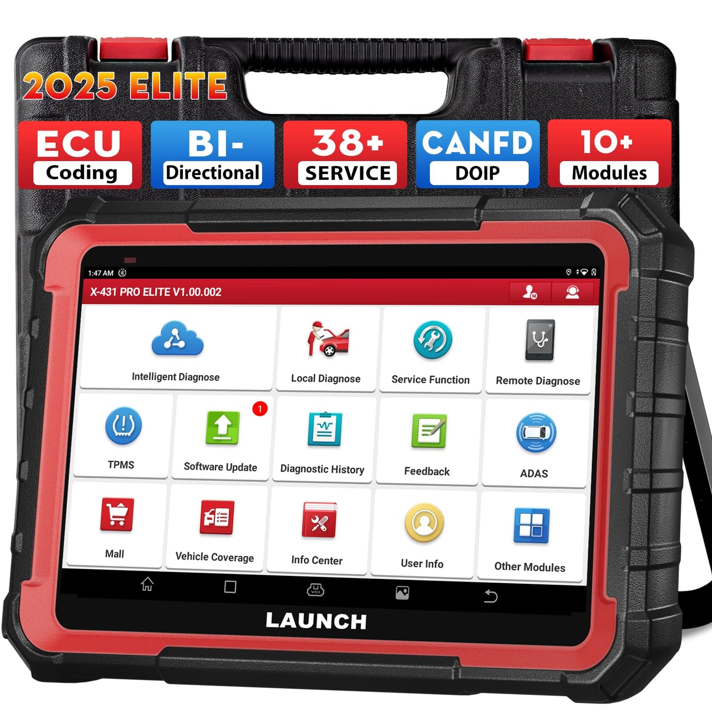 Launch X431 PRO Elite 2025 OBD2 Scanner with ECU Coding & 38+ Resets