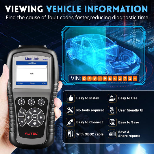 Autel Maxilink ML619 OBD2 Scanner with ABS & SRS Diagnostics