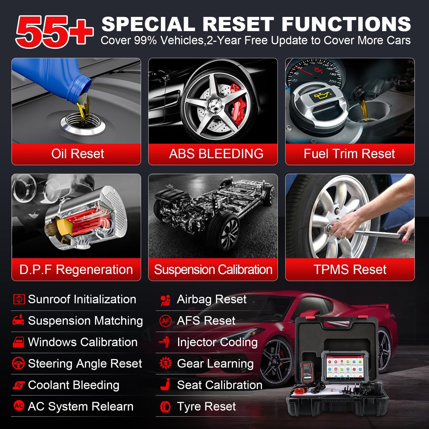 Launch X431 PRO3 ACE Elite 2025 OBD2 Scanner with 55+ Resets