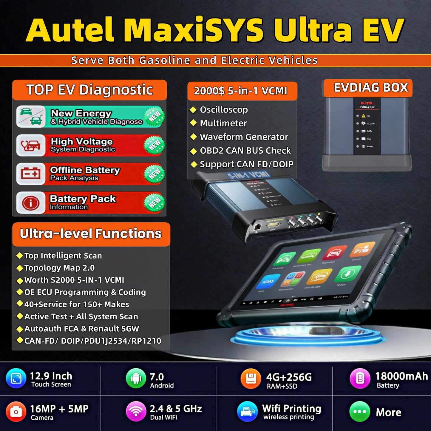 Autel MaxiSys Ultra EV 2025 Scanner with VCMI & EVDiag Kit