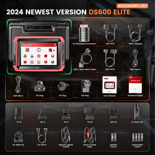 ANCEL DS600 Elite OBD2 Scanner – 2025 Full System Diagnostic Tool