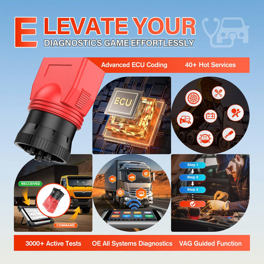 Autel 9Pin J1939 to 16Pin OBD2 Adapter for Heavy Duty Trucks