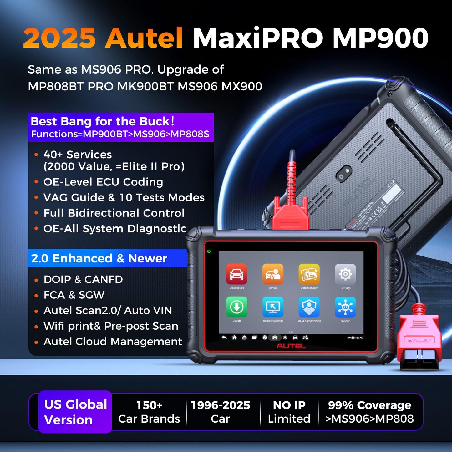 Autel MaxiPRO MP900 Scanner 2025 | ECU Coding & 3000+ Active Tests