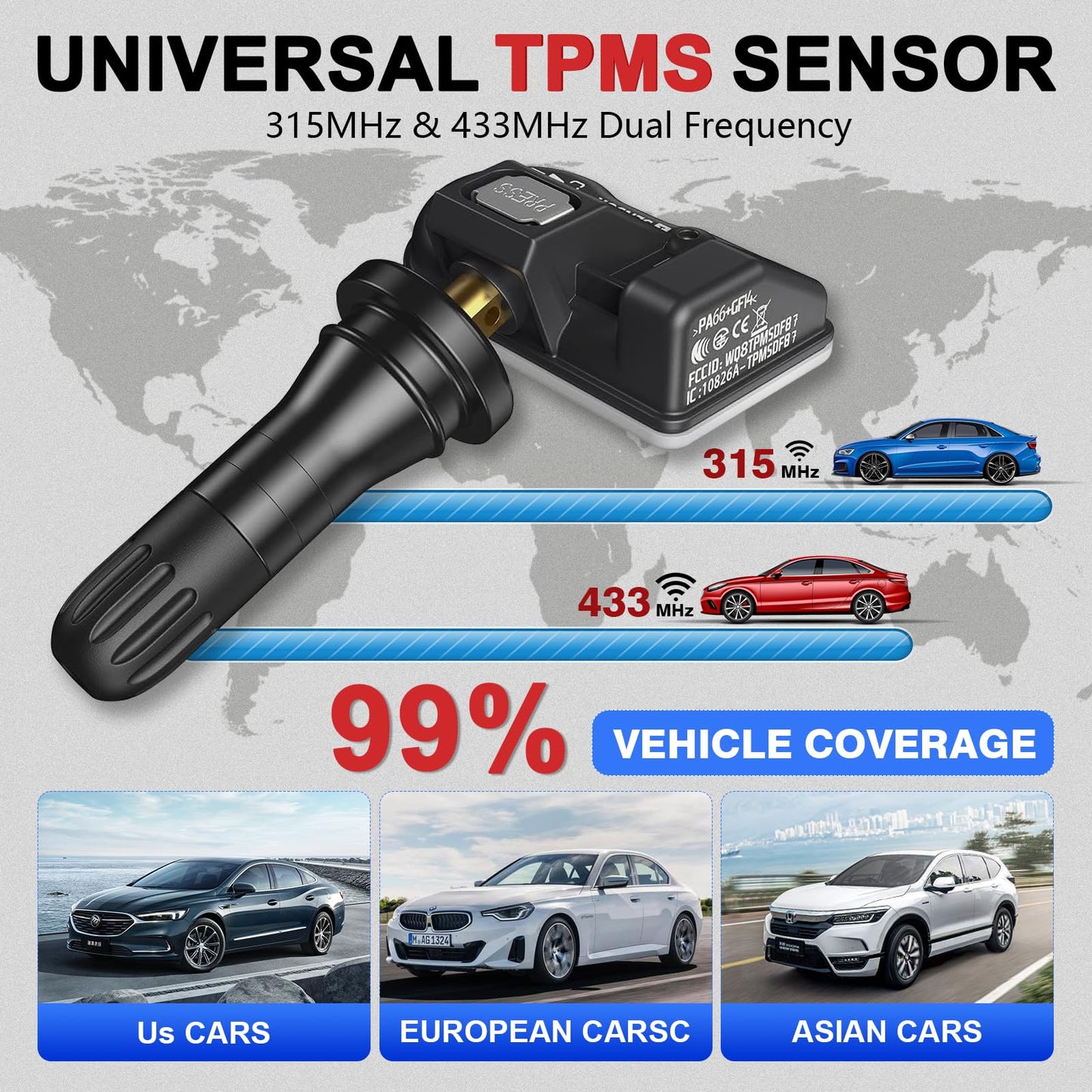 Autel Universal TPMS Sensor Dual Frequency 315MHz & 433MHz
