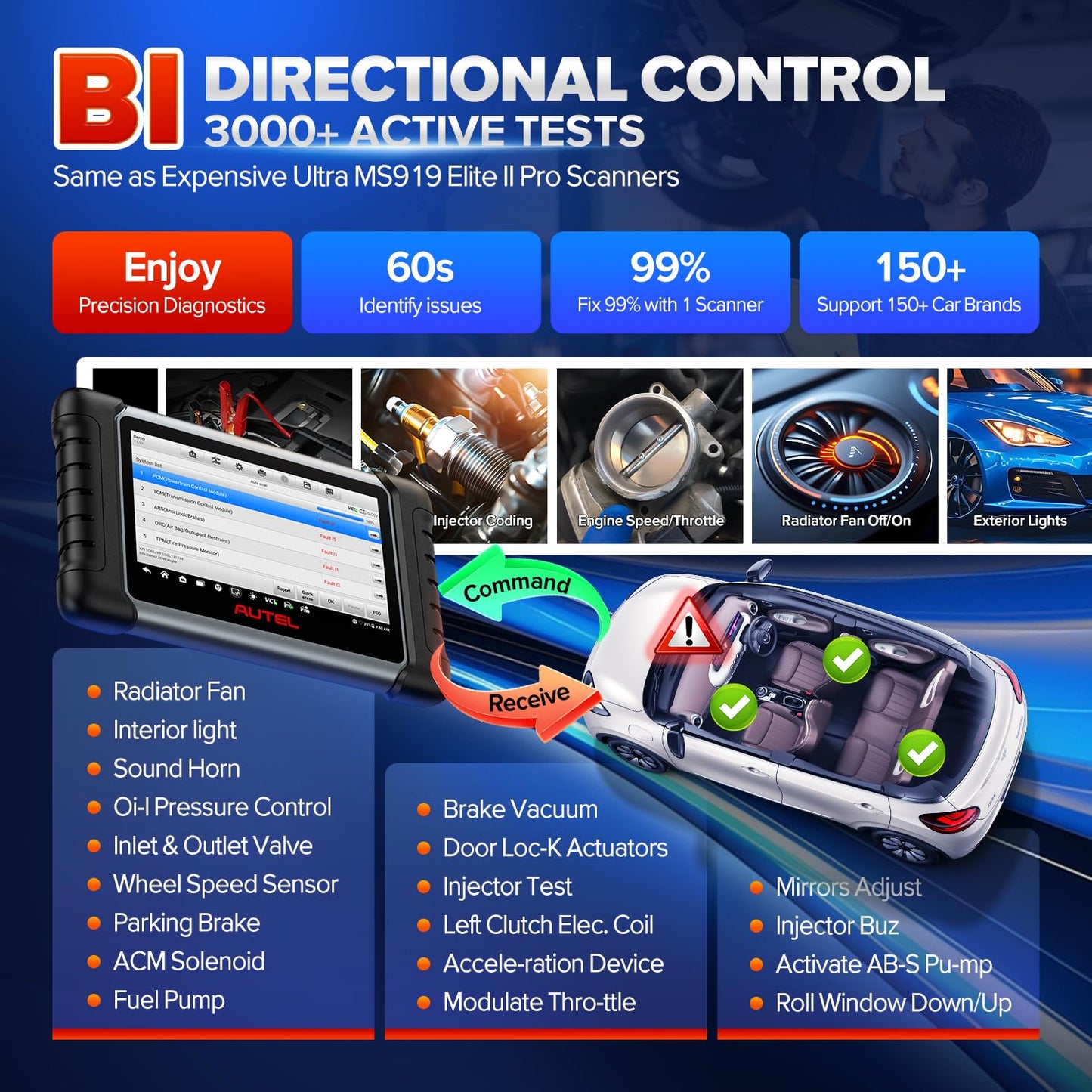 Autel MK808BT PRO Scanner w/ MV108S – 2025 Bidirectional Tool