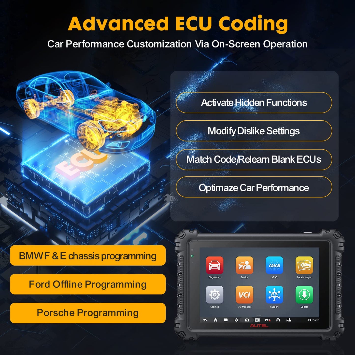 Autel MaxiCOM MK906 Pro with BT506 Battery Tester – ECU Coding & 40+ Services