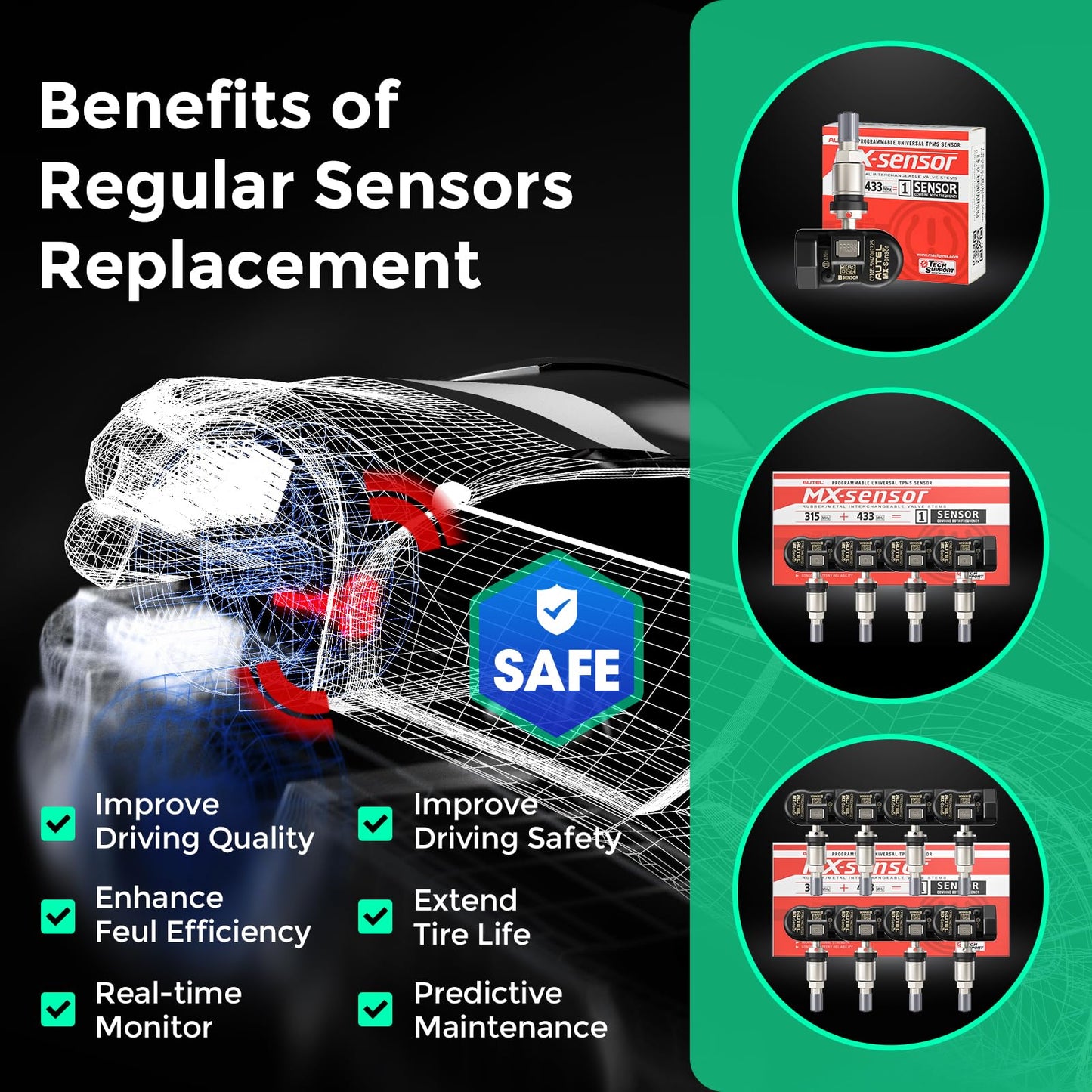Autel 2-in-1 TPMS Sensors 20-Pack | 315MHz & 433MHz Programmable