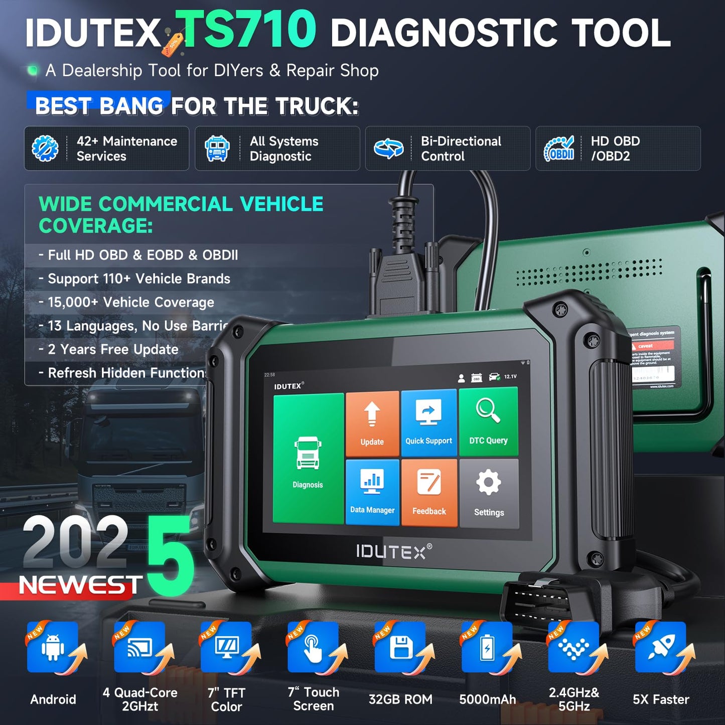 IDUTEX TS710 Truck Scanner – 2025 Diesel Diagnostic Tool