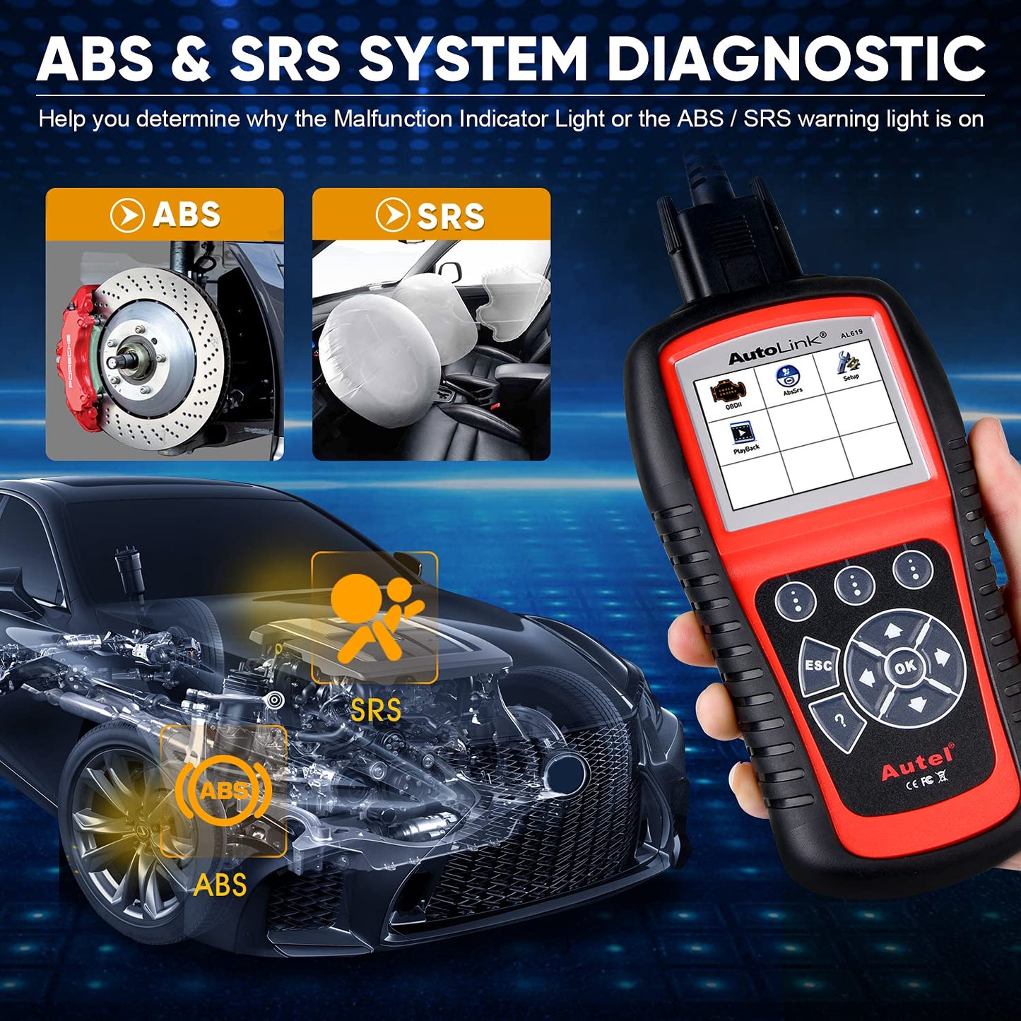 Autel AutoLink AL619 OBD2 Scanner – ABS & SRS Diagnostic Tool 2025