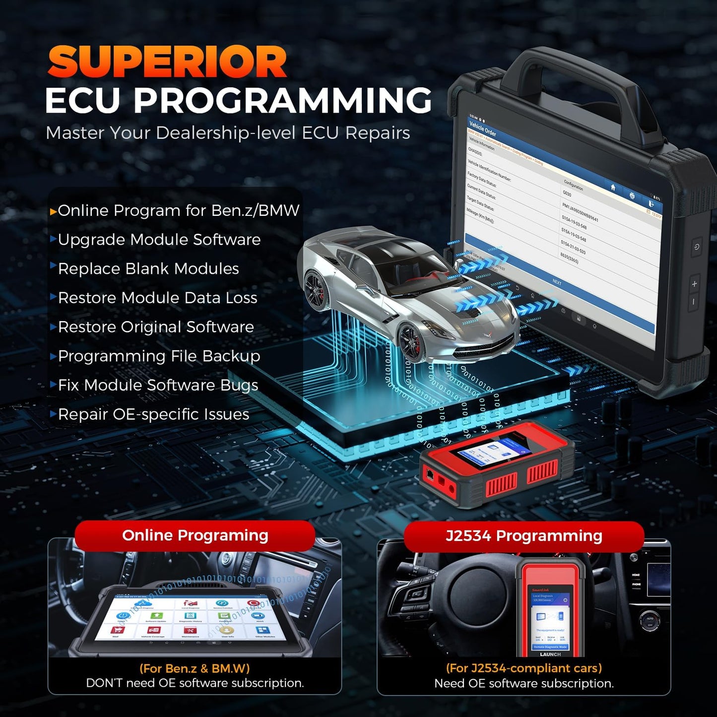 LAUNCH X431 PADVII Scanner – ECU Programming & 60+ Services