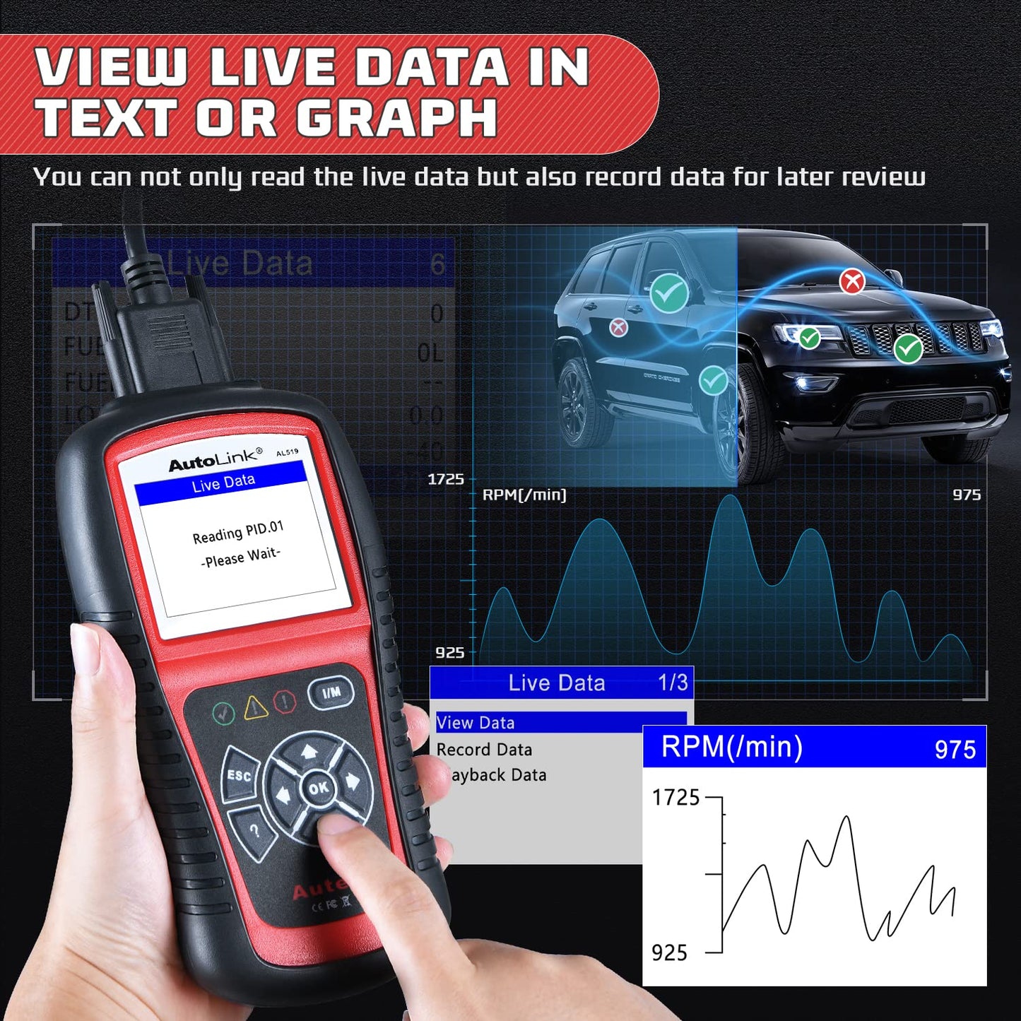 Autel AL519 OBD2 Scanner – Full Mode 6 CAN Code Reader