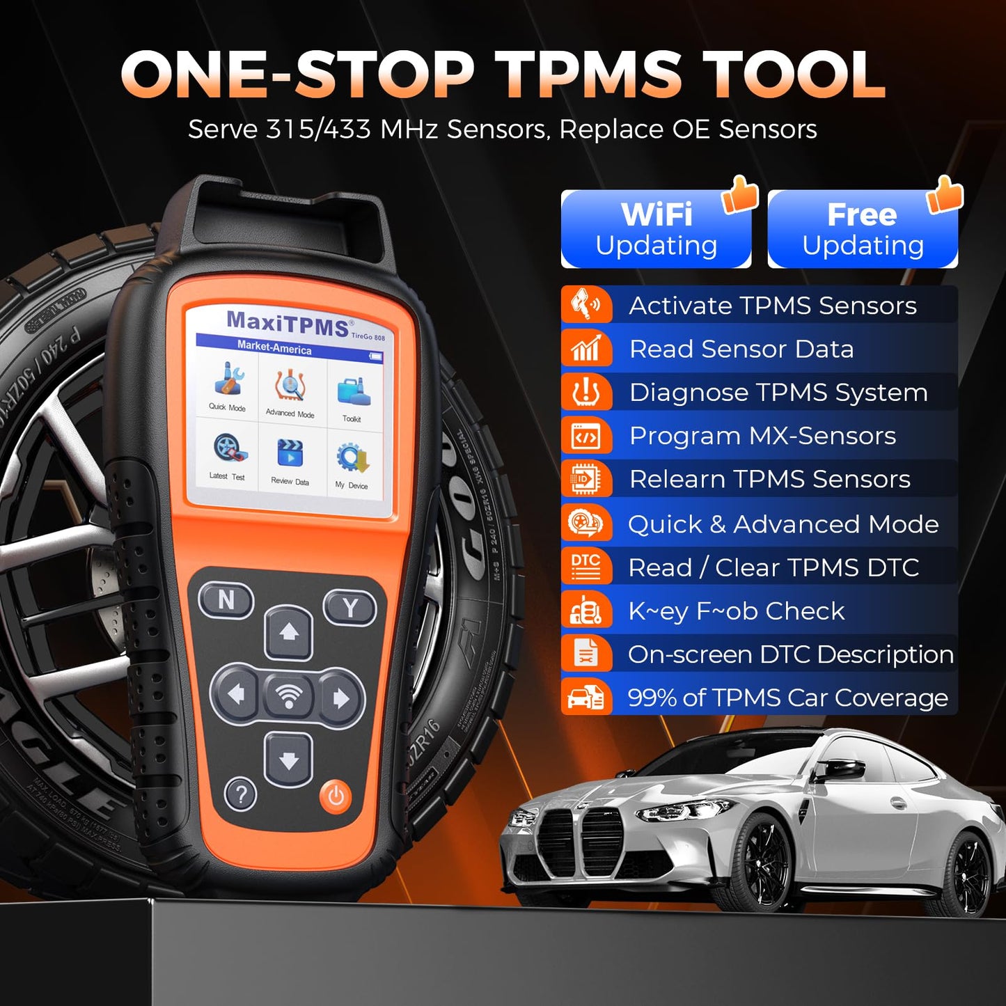 OTOFIX TireGO 808 TPMS Programmer & Diagnostic Tool with Lifetime Updates