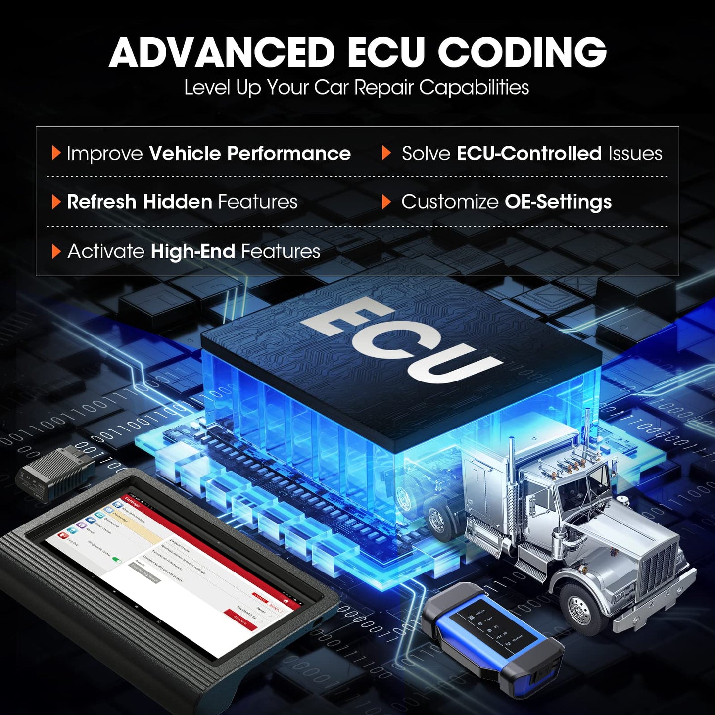 LAUNCH X431 V+ 5.0 Truck Scanner – J2534, ECU Coding, 60 Resets