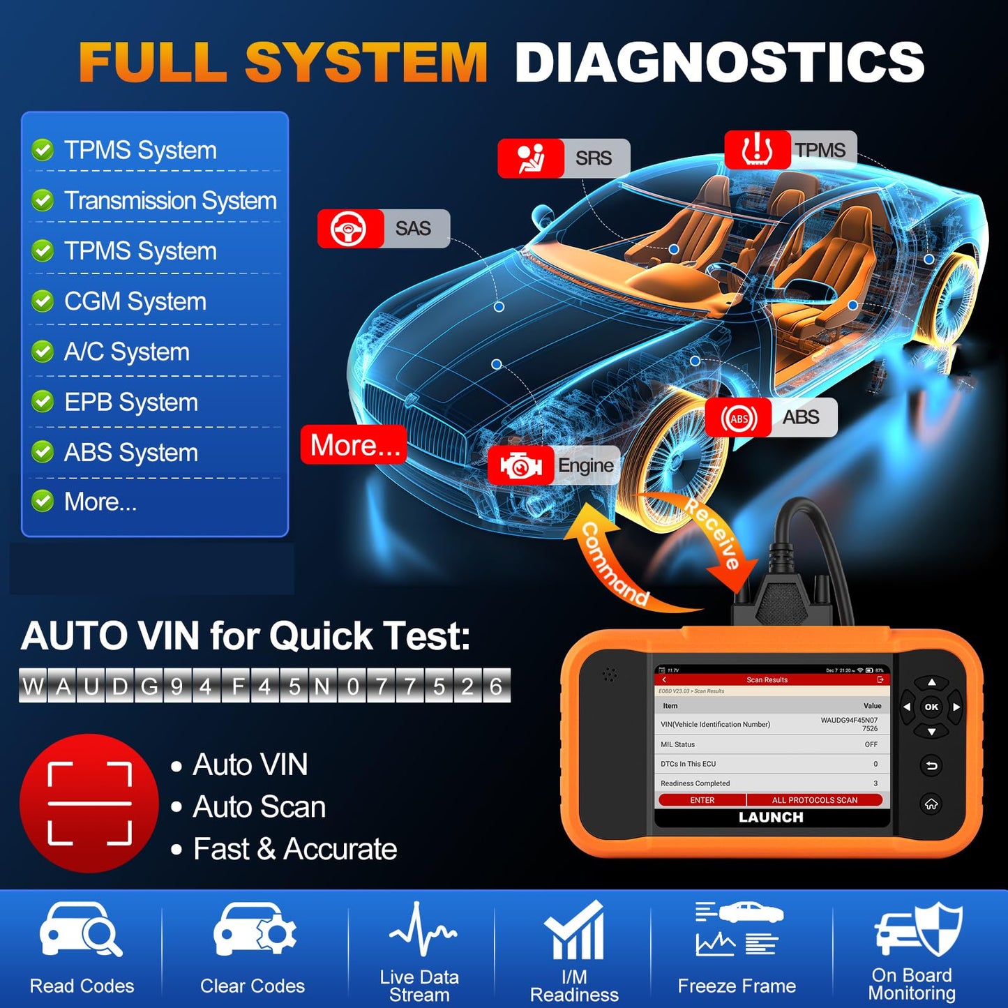 LAUNCH X431 Creader Elite 2.0 BBA 2025 OBD2 Scanner for BMW & Benz
