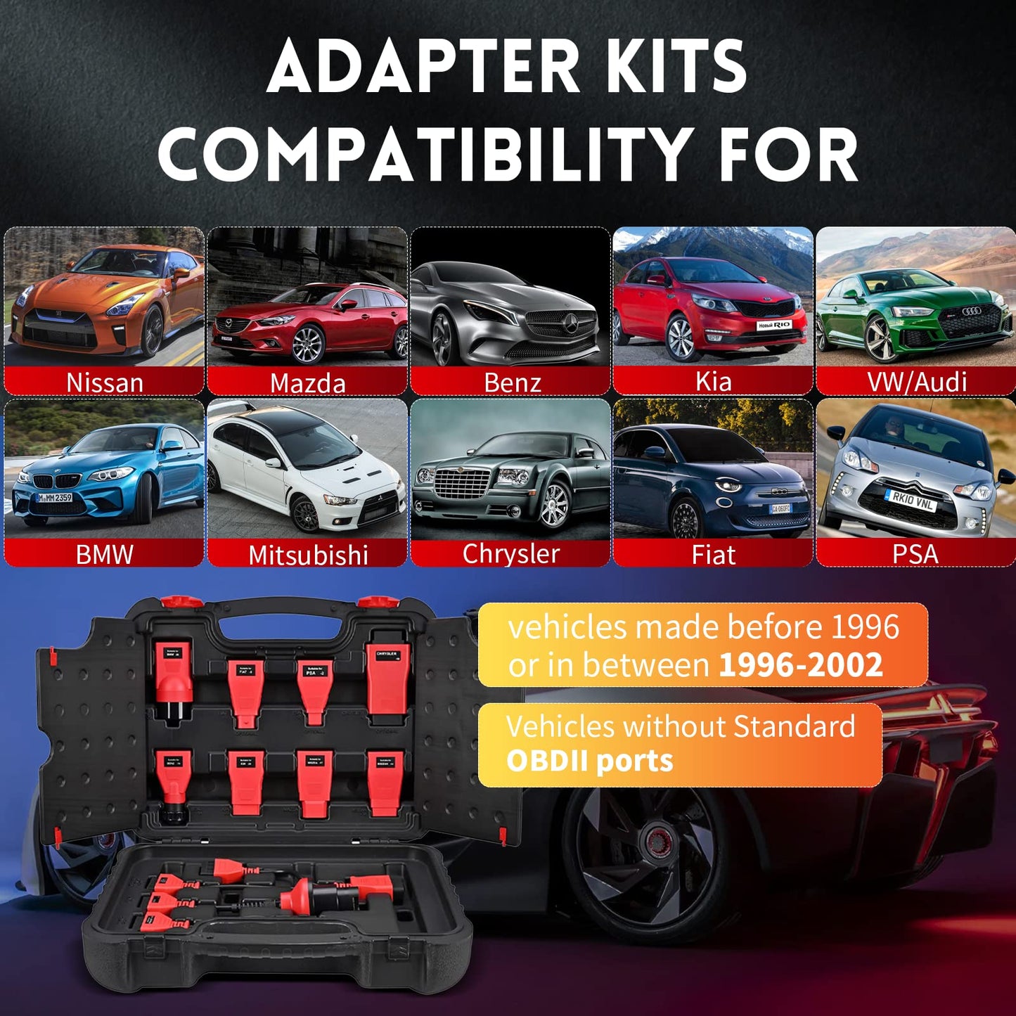 Autel OBD Adapter Kit – 11-Piece Connector Set with Case