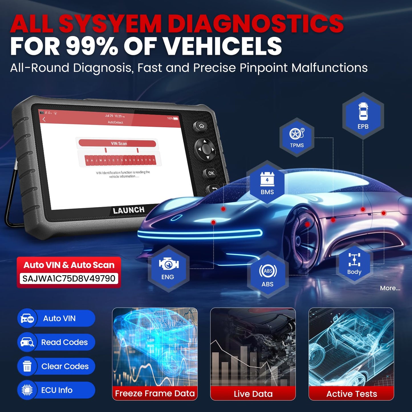 LAUNCH X431 CRP919E Lite OBD2 Scanner | 32+ Services & Bi-Directional