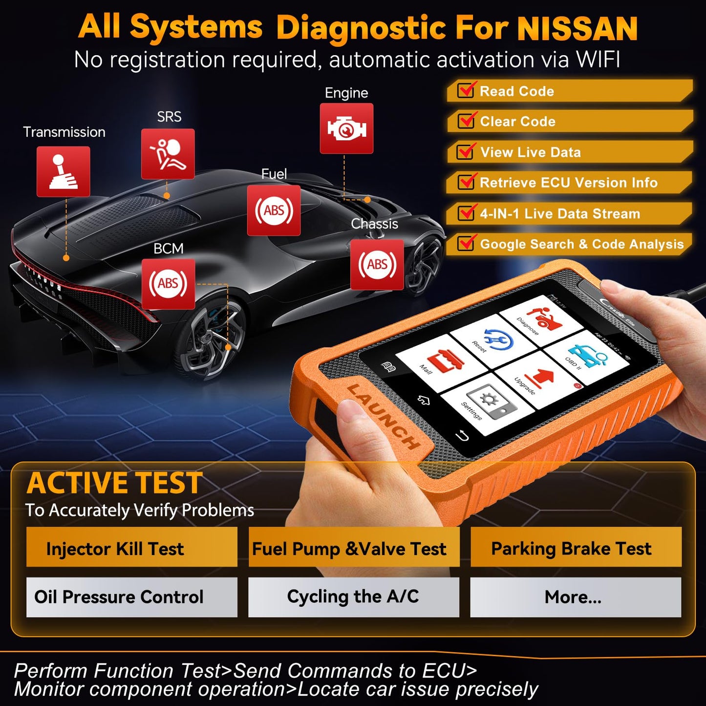 Launch X431 Elite 2025 Nissan Infiniti OBD2 Scanner with Reset
