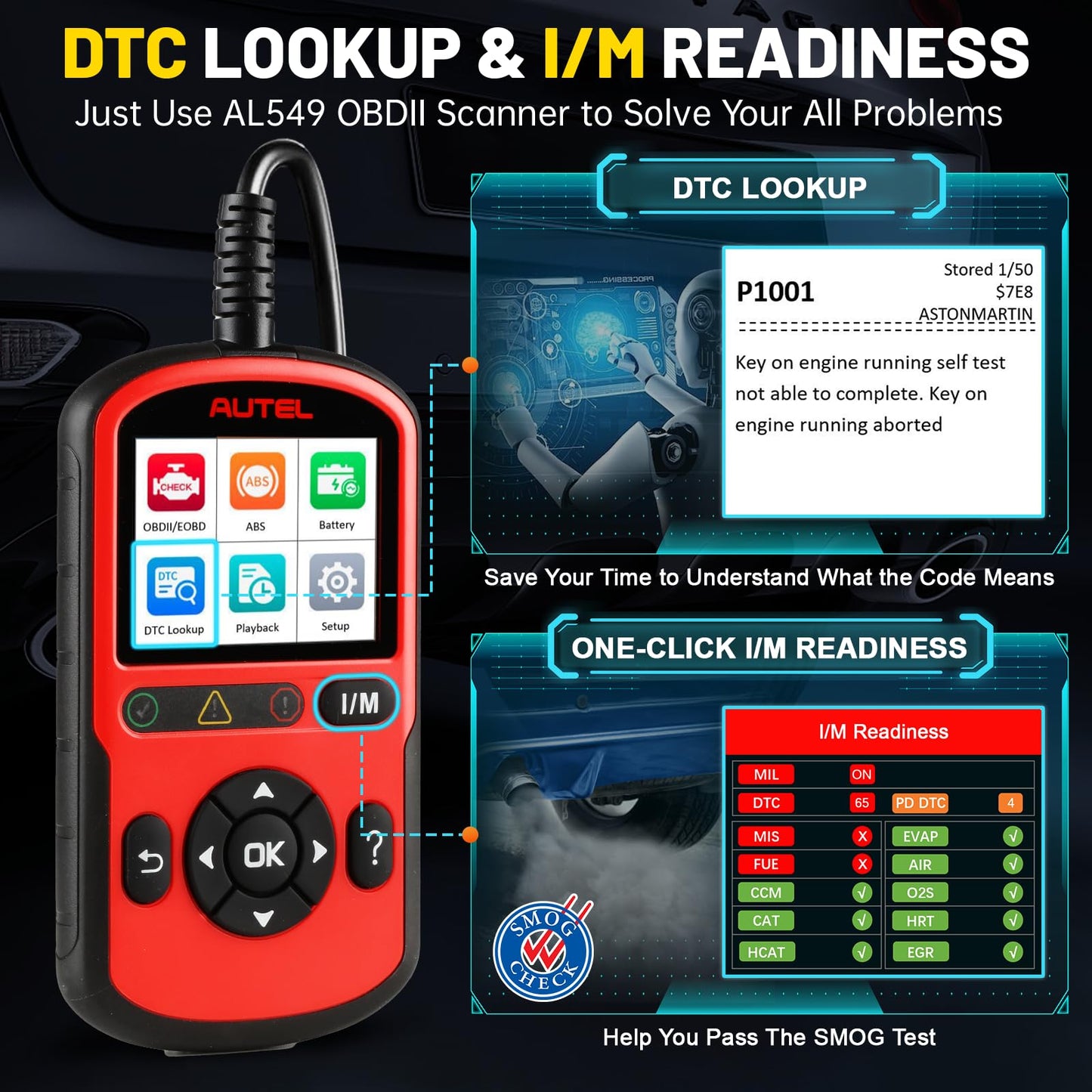 Autel AutoLink AL549 OBD2 Scanner – ABS, Battery Test, Live Data, DTC Reader, 2025 Upgrade of AL519