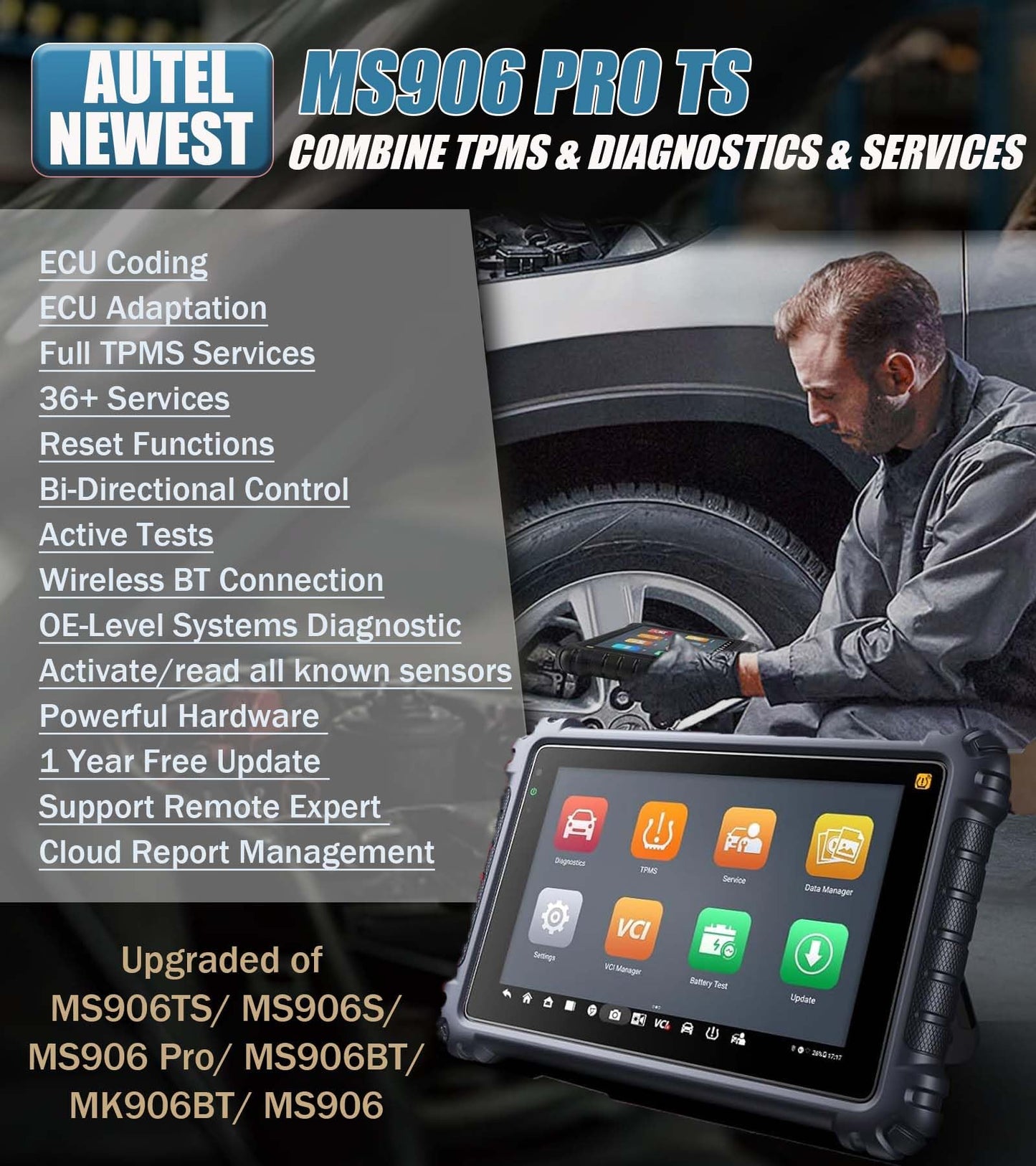 Autel MaxiSys MS906 Pro TS Diagnostic Scanner with Full TPMS & ECU Coding
