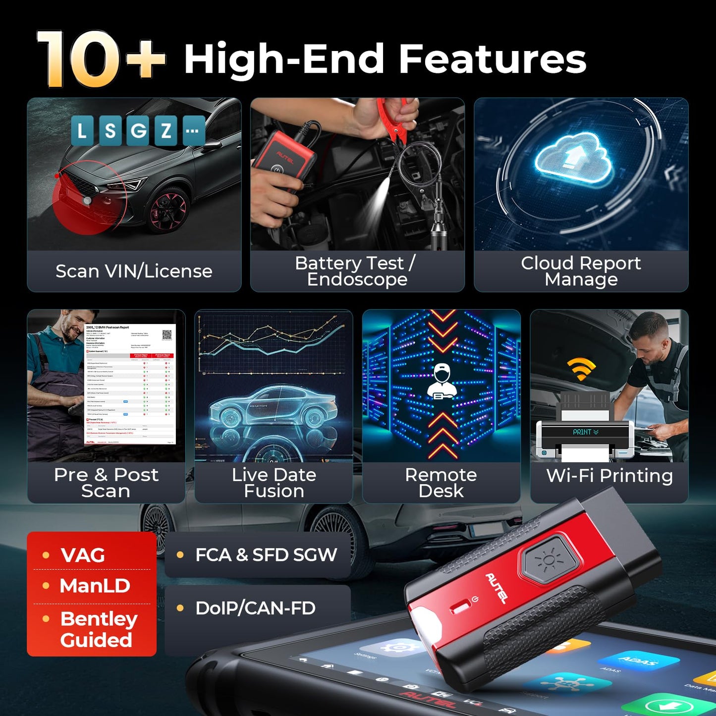 Autel Scanner MaxiSys MS906 MAX, 2025 MS906MAX 10.1 Inch Up of MS906 PRO/MP900BT/MS908S PRO/ MK900BT, Advanced ECU Coding, Bi-Directional 3000+Tests 40+ Services, CAN FD & DoIP VAG Guided, 150+ Brans
