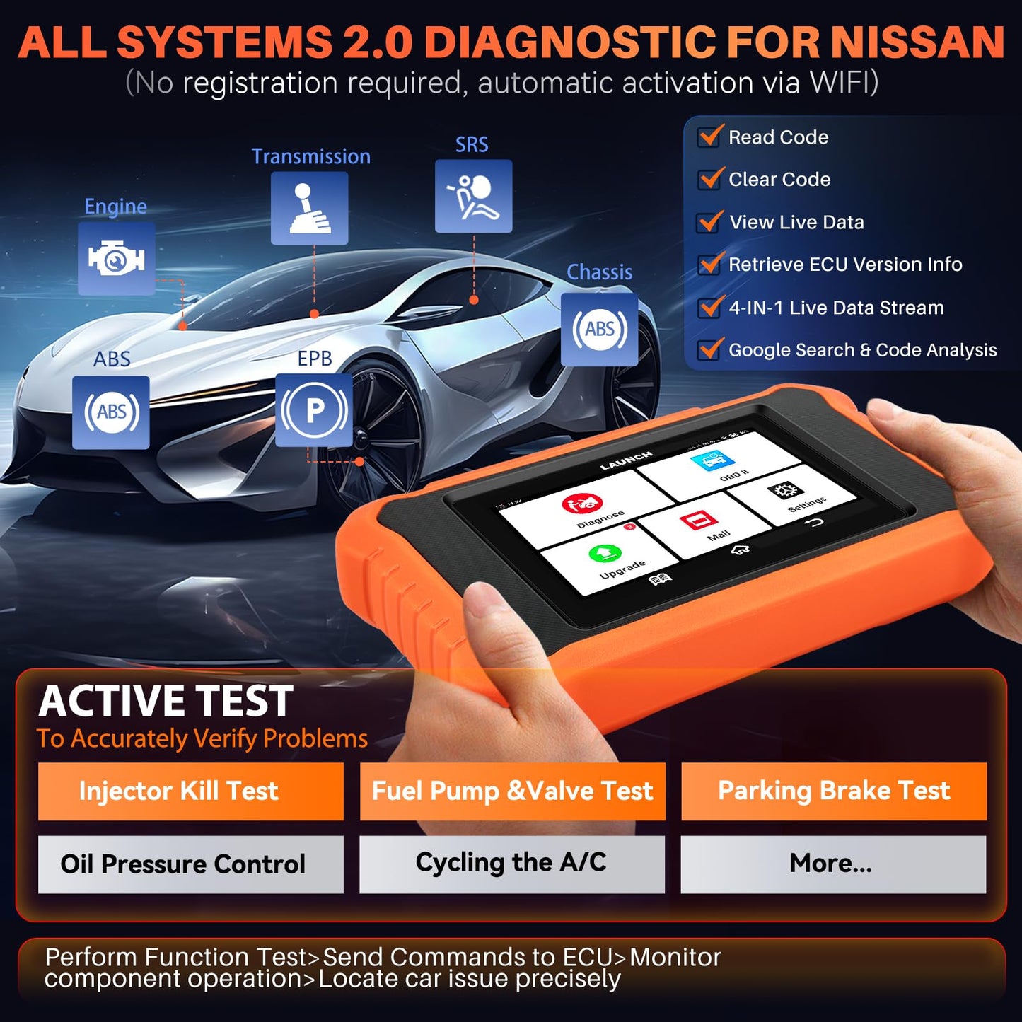 Launch X431 Elite 2.0 PRO Nissan Bi-Directional OBD2 Scanner