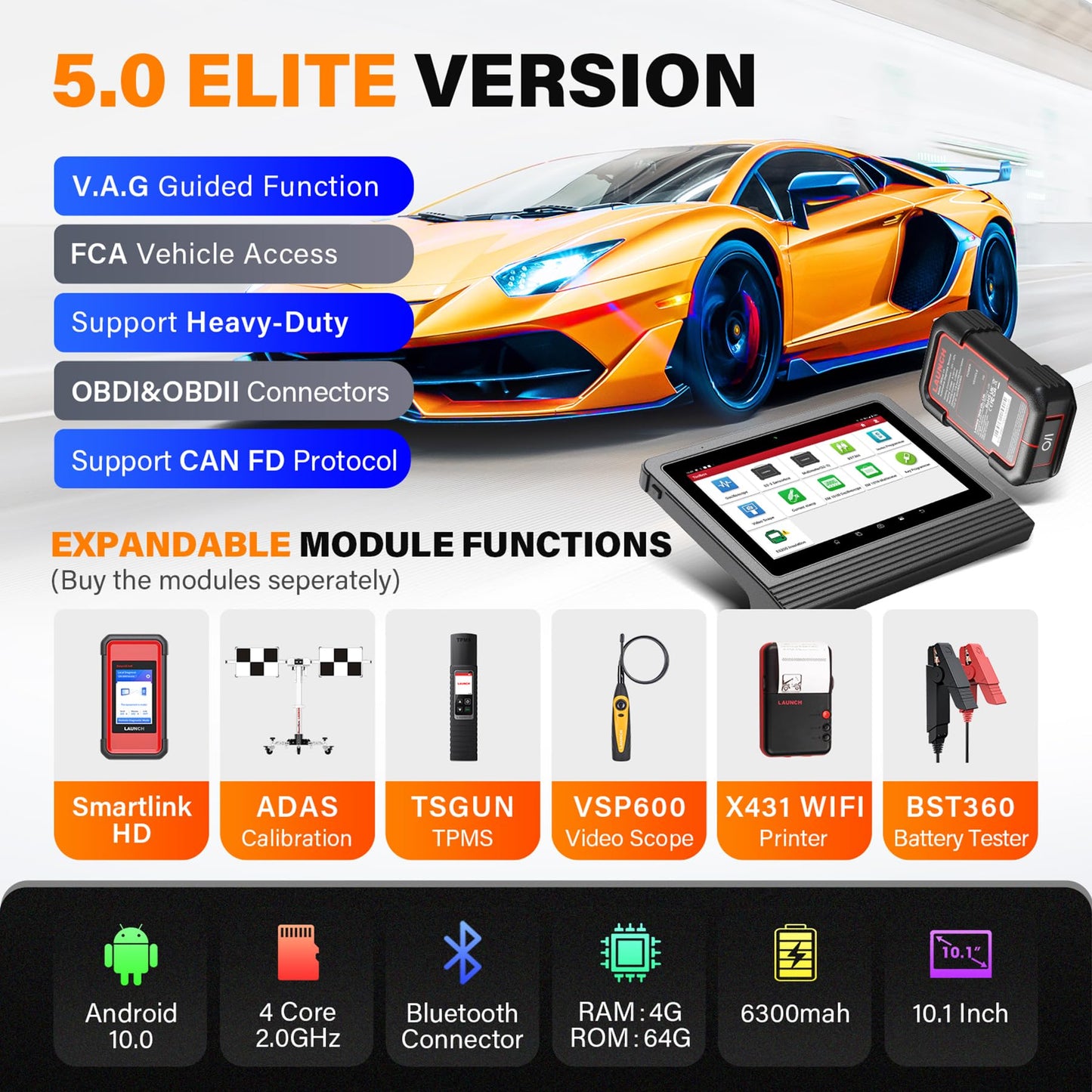 LAUNCH X431 PRO3 V+ 5.0 Elite 2025 Bidirectional Truck & Car Scanner