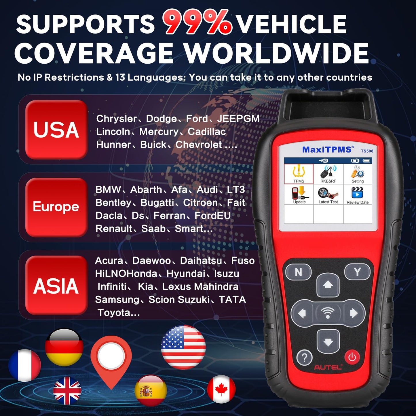 Autel TS508WF TPMS Programming Tool – 2025 WiFi Version