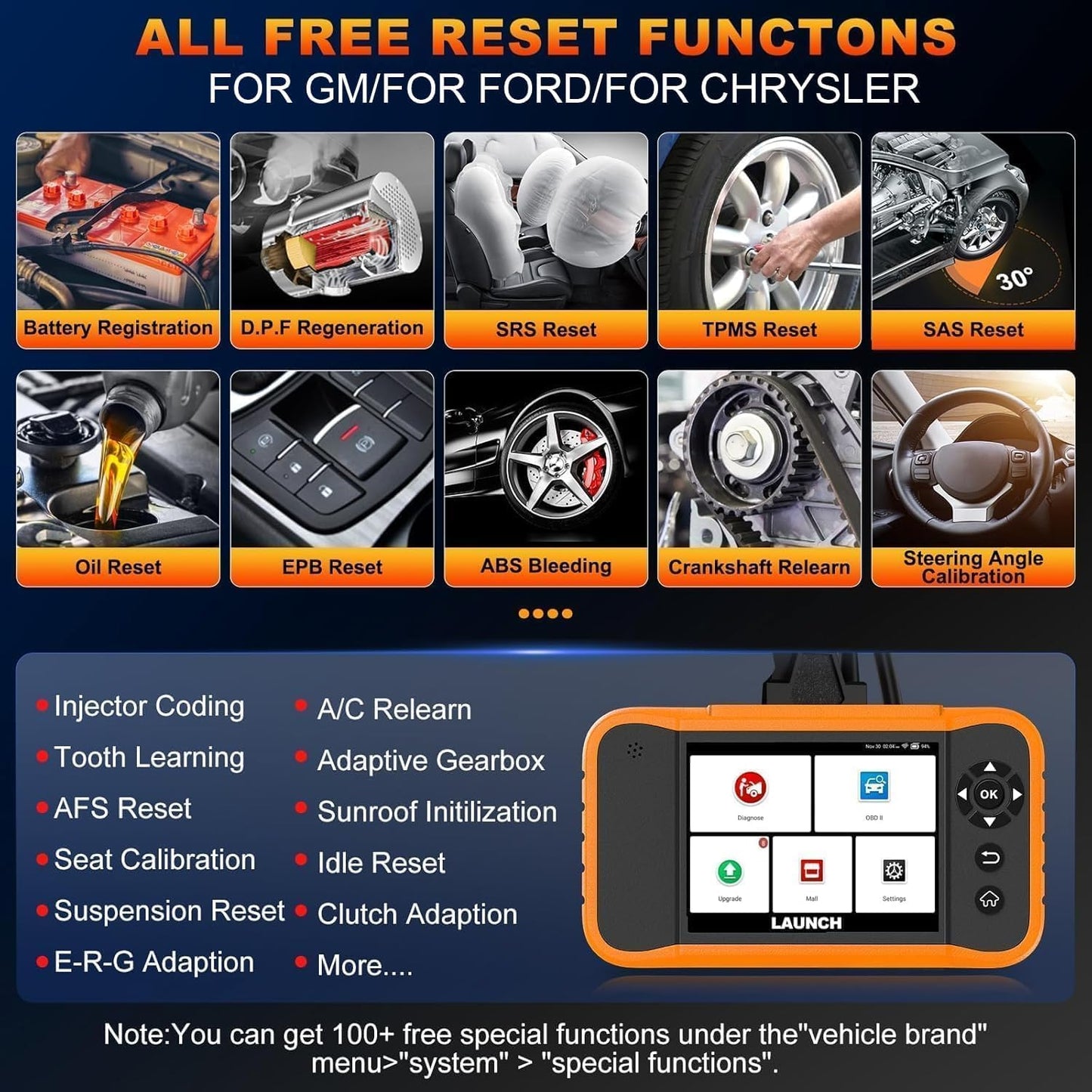 Launch X431 Creader Elite 2.0 OBD2 Scanner for Ford GM Chrysler