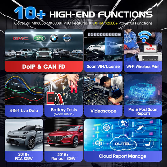 Autel MaxiCOM MK900BT 8” Bidirectional OBD2 Scan Tool 40+ Services