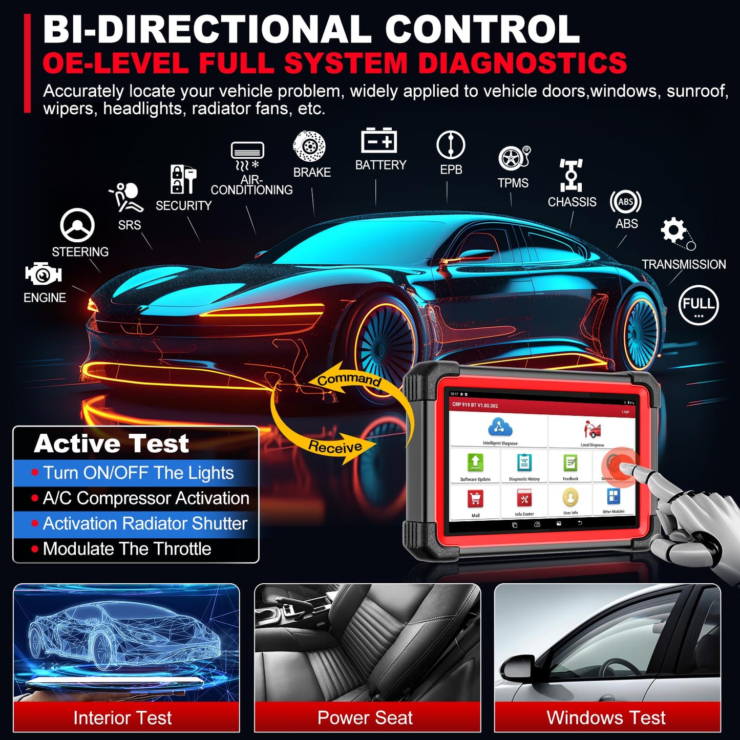 LAUNCH X431 CRP919EBT Elite 2025 OBD2 Scanner | ECU Coding & 35+ Resets