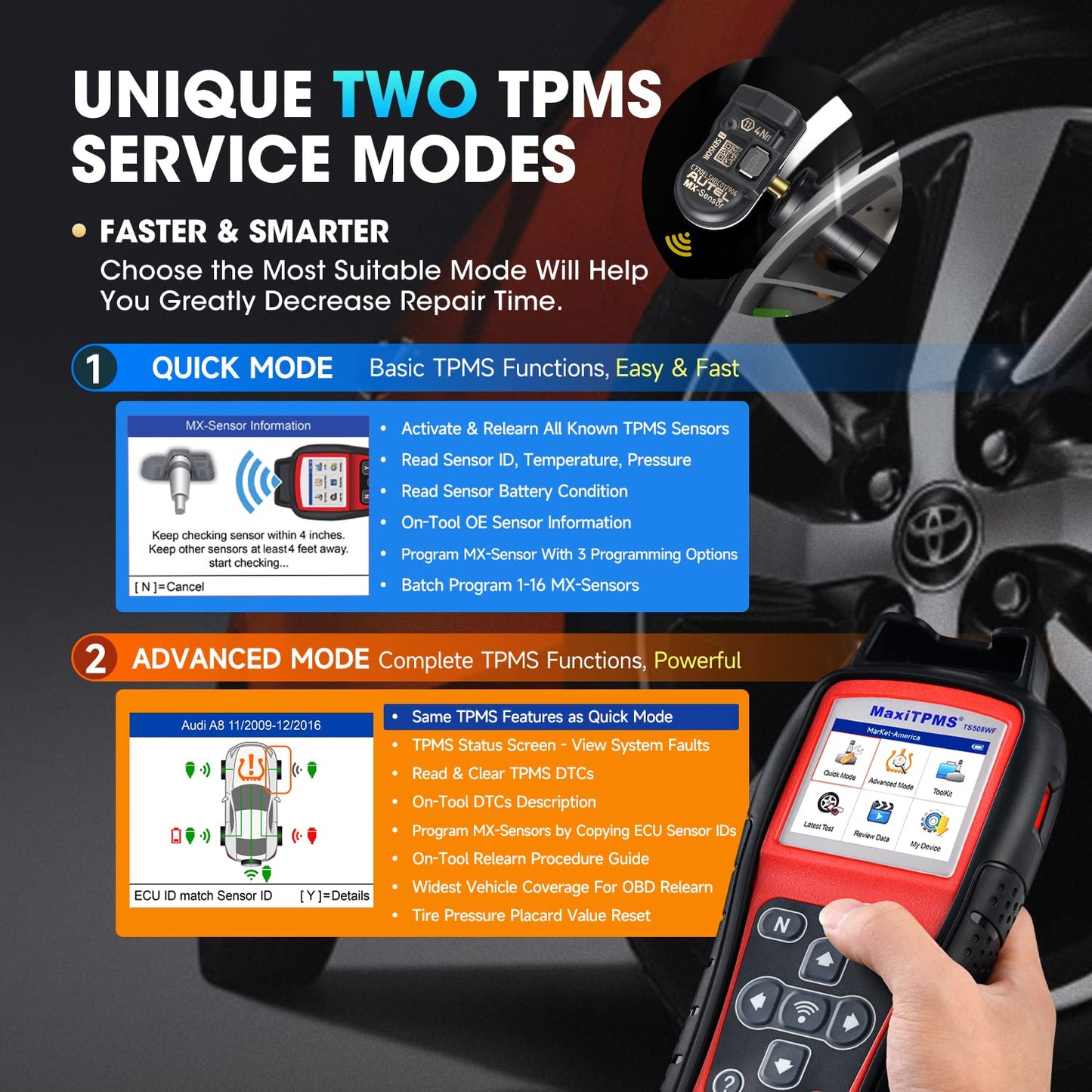 Autel MaxiTPMS TS508WF WiFi TPMS Scanner & Programming Tool
