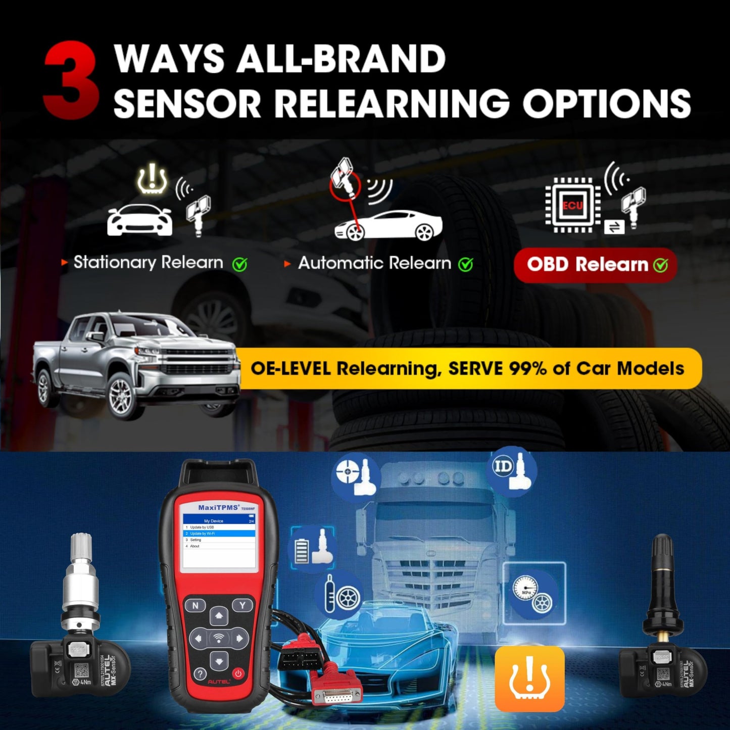 Autel MaxiTPMS TS508WF TPMS Tool – Sensor Programming & Relearn