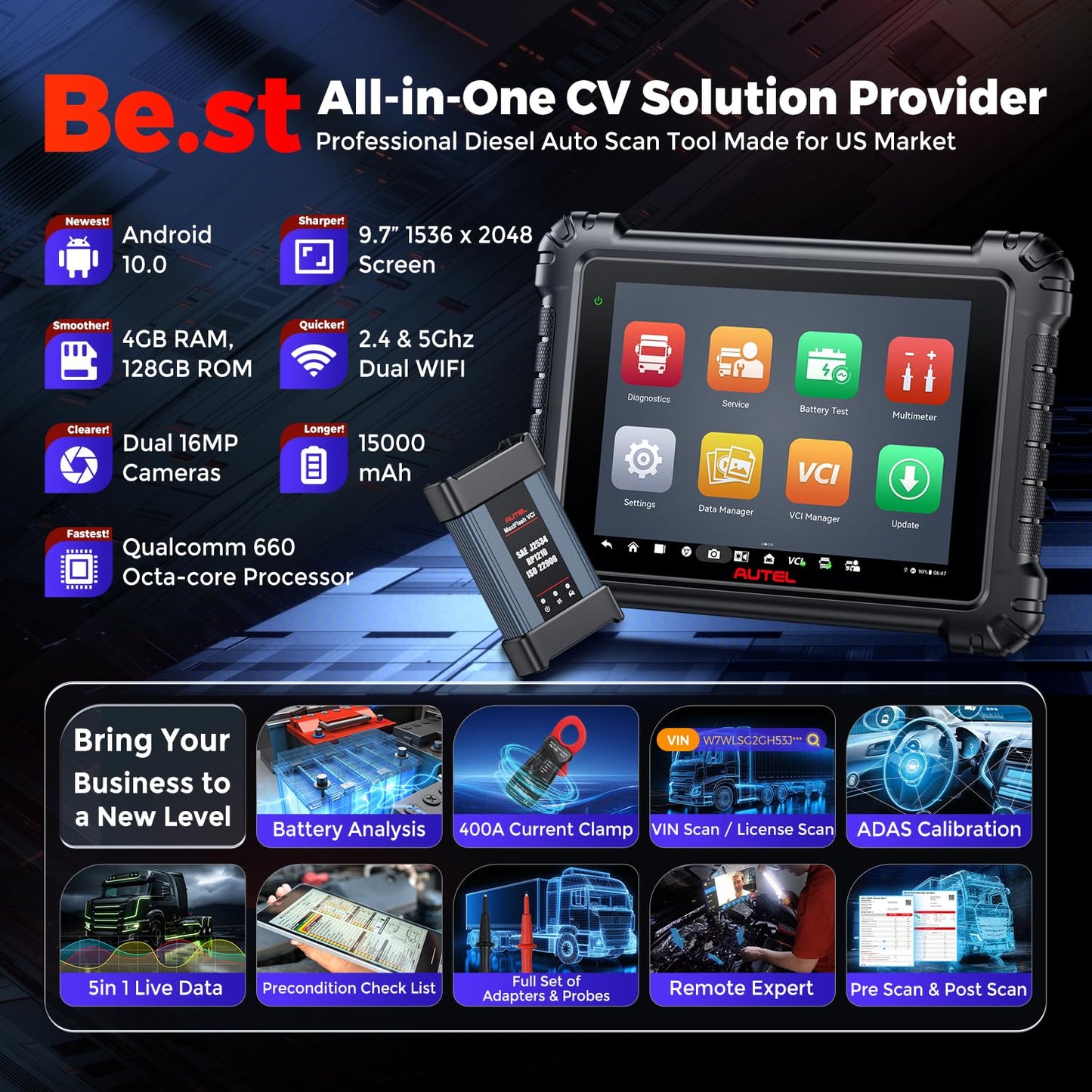 Autel MS909CV Heavy Duty Truck Scanner | 2025 Top CV Diagnostic Tool