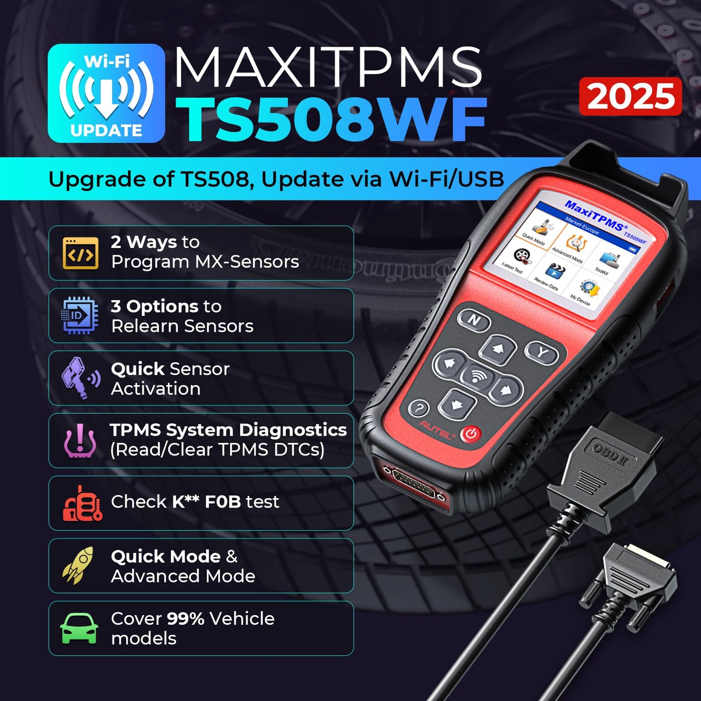 Autel MaxiTPMS TS508WF Wi-Fi TPMS Relearn & Programming Tool