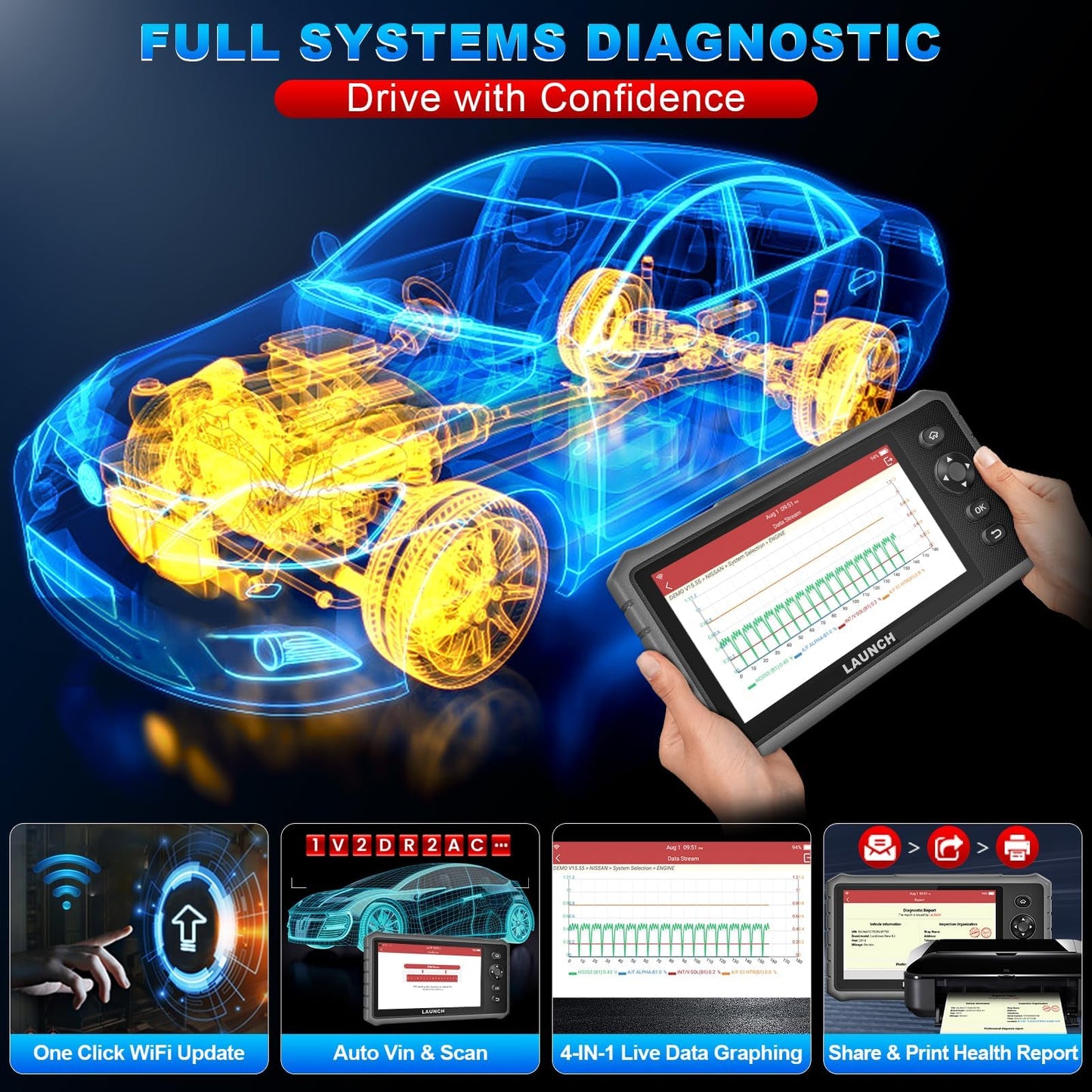 LAUNCH CRP919E Lite OBD2 Scanner with Active Test 2025