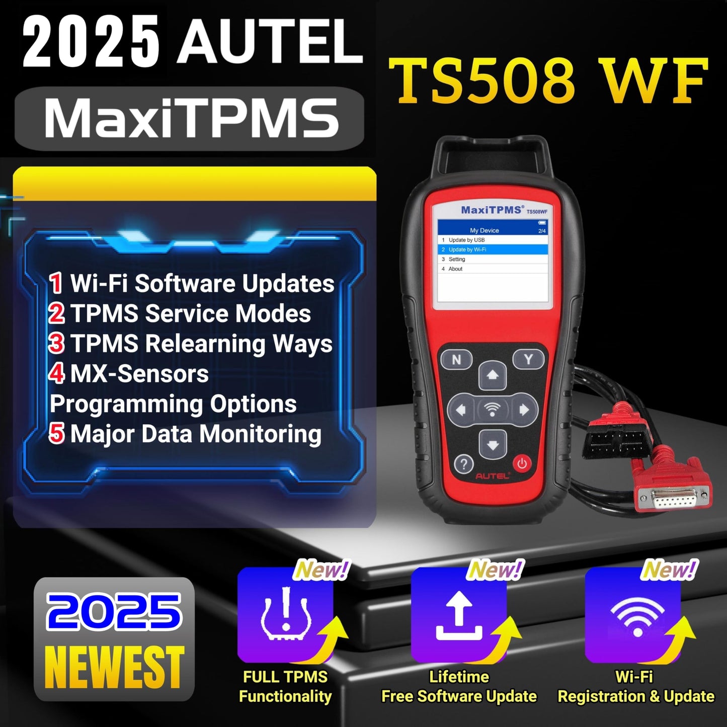 Autel MaxiTPMS TS508WF TPMS Tool – Sensor Programming & Relearn