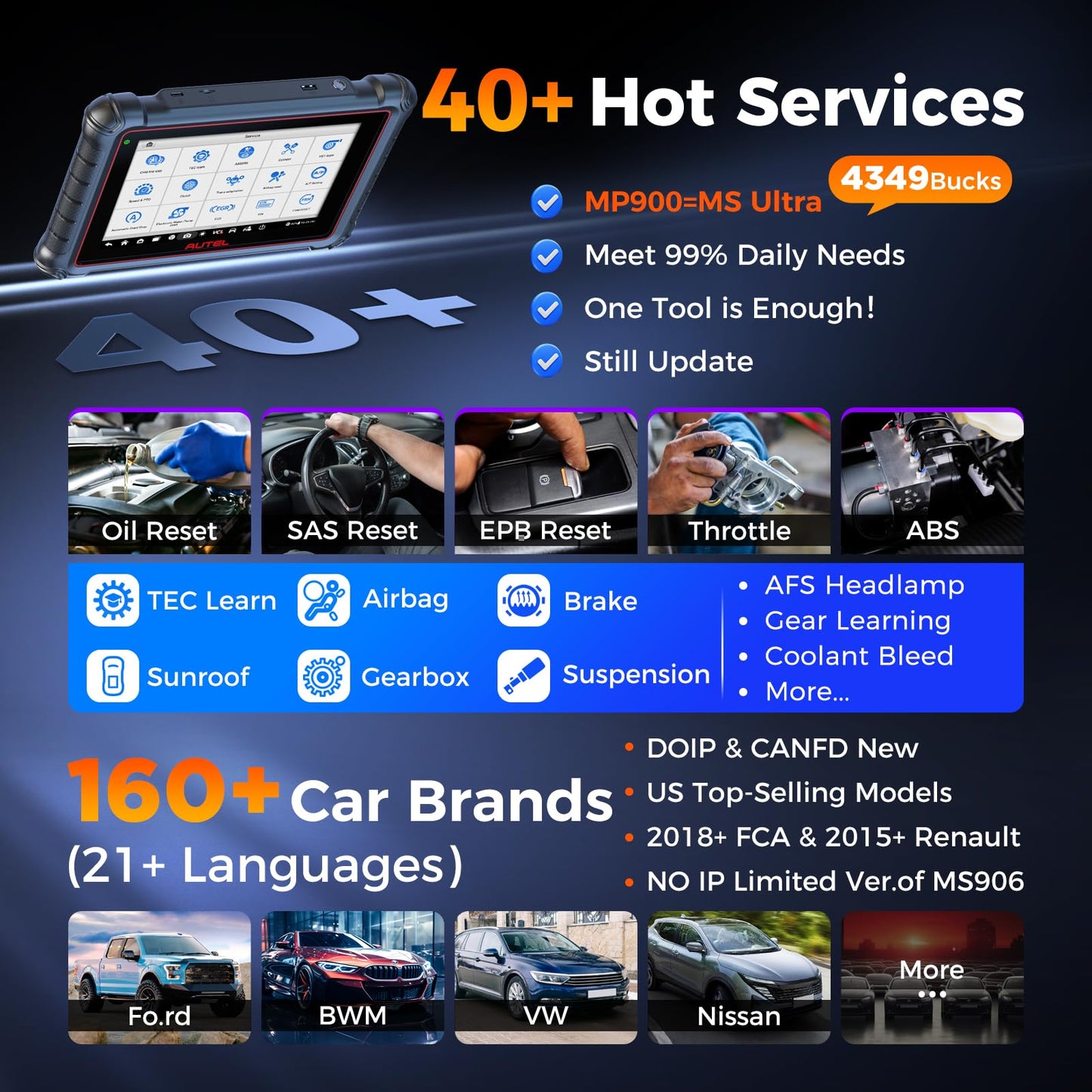 Autel MaxiPRO MP900 Scanner 2025 | ECU Coding & 3000+ Active Tests