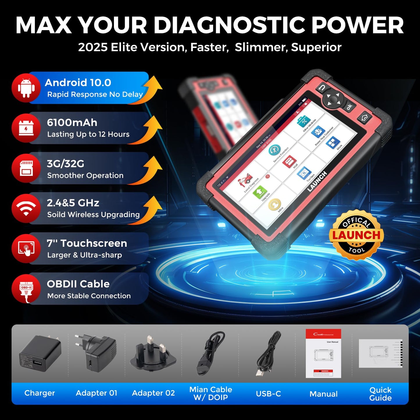 LAUNCH X431 CRP919E Elite 2025 OBD2 Scanner | ECU Coding & 35+ Services