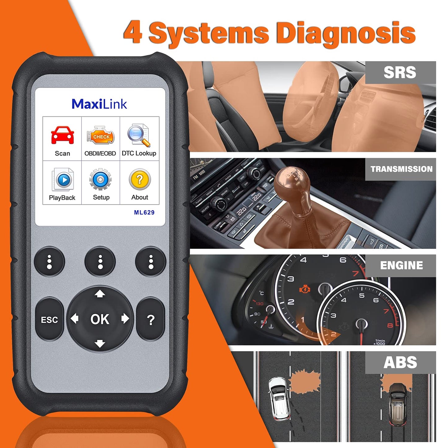 Autel MaxiLink ML629 OBD2 Scanner 2025 | ABS, SRS, Engine, Trans