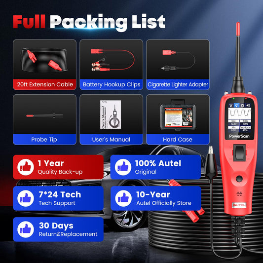 Autel PowerScan PS100 Circuit Tester | 12V–24V Electrical Probe Tool
