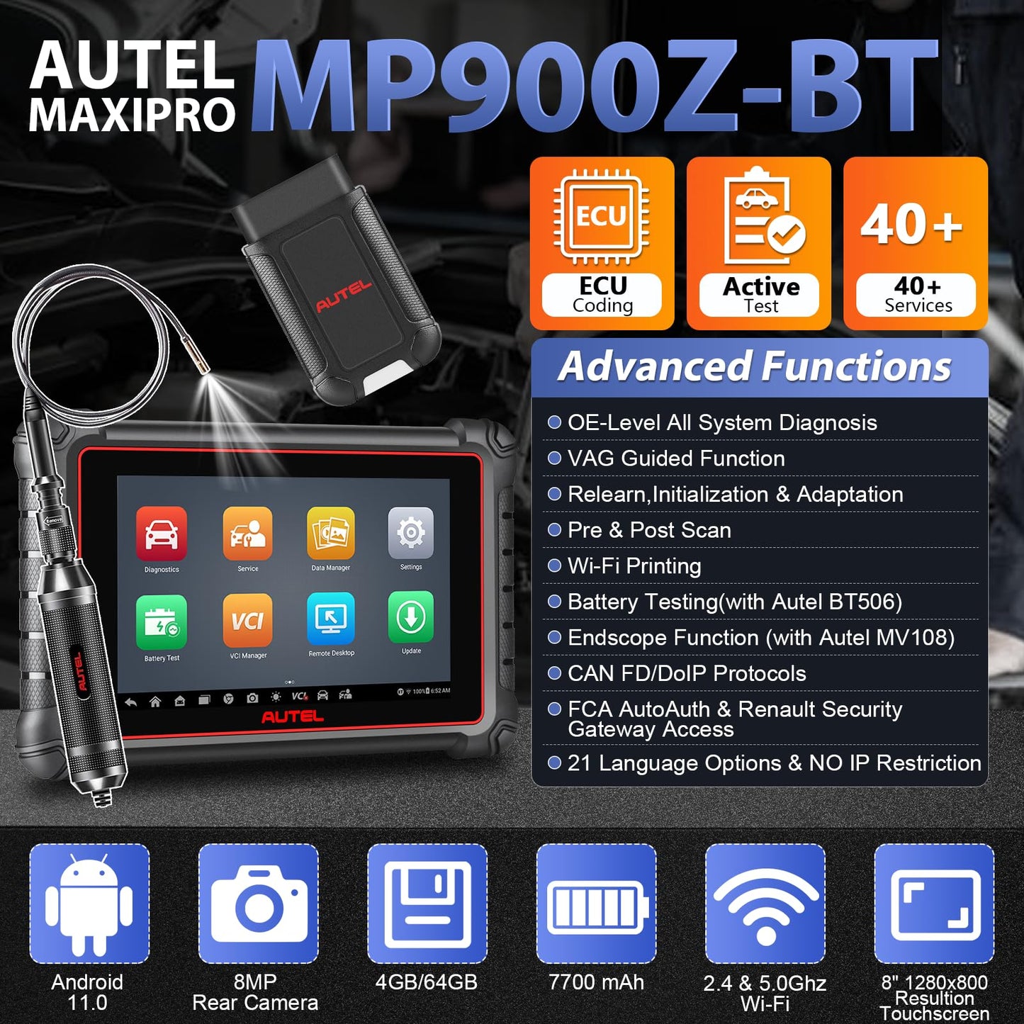 Autel MaxiPRO MP900Z-BT 2025 ECU Coding Scanner with MV108