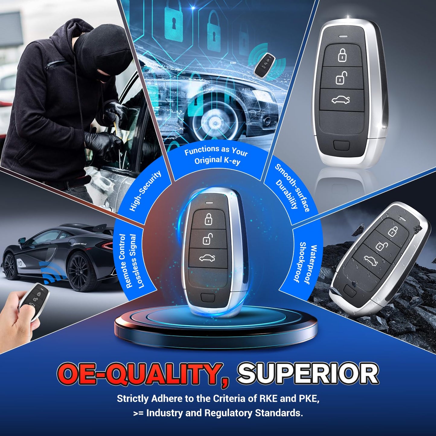 Autel Programmable Universal Blank Key Fob 3-Button for 700+ Cars