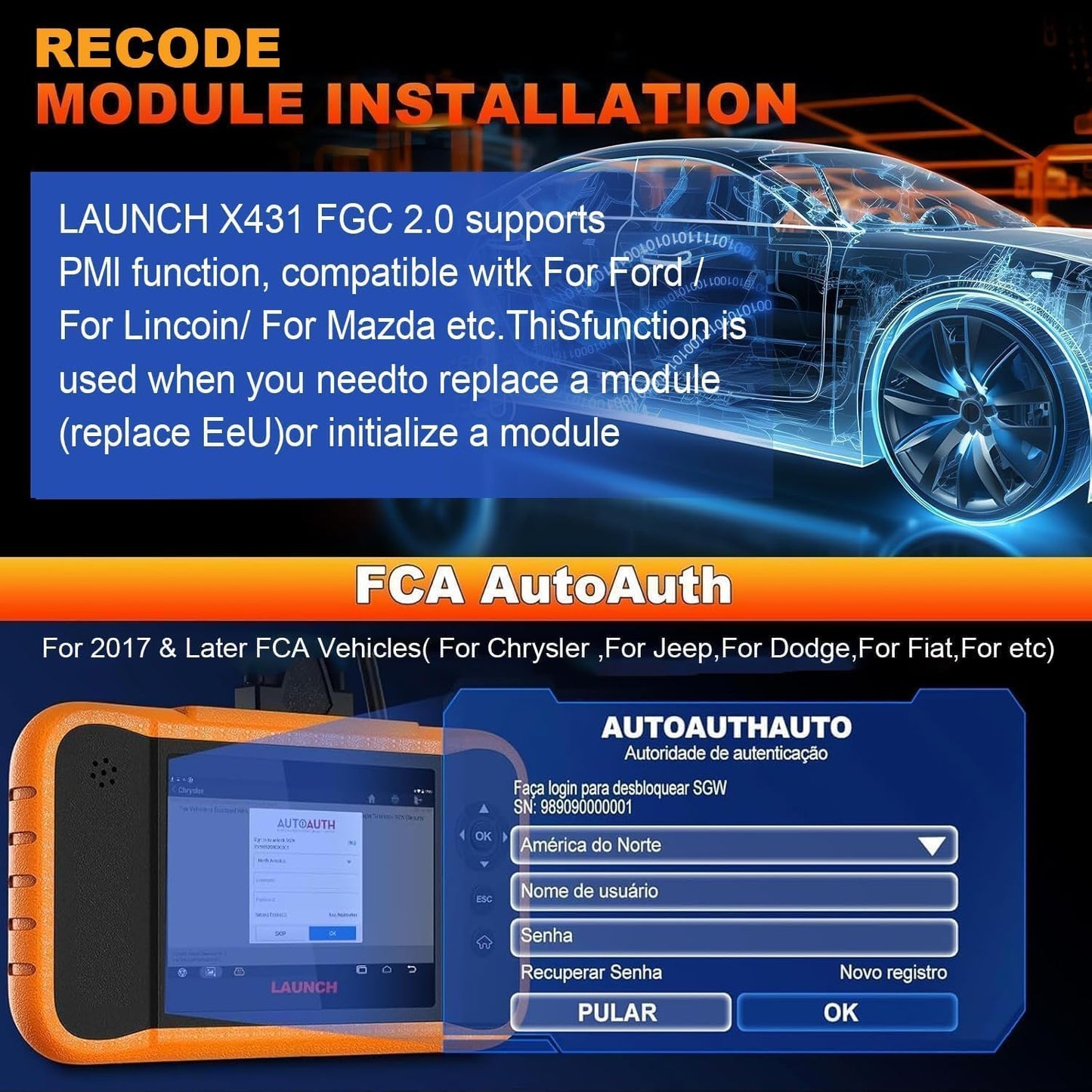 Launch X431 Creader Elite 2.0 OBD2 Scanner for Ford GM Chrysler