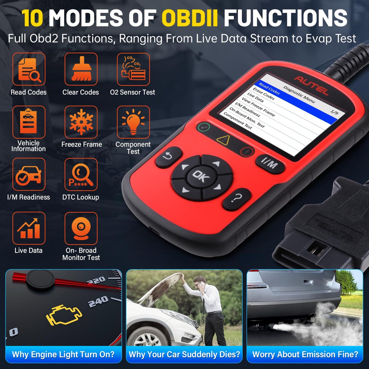 Autel AutoLink AL549 OBD2 Scanner – ABS, Battery Test, Live Data, DTC Reader, 2025 Upgrade of AL519
