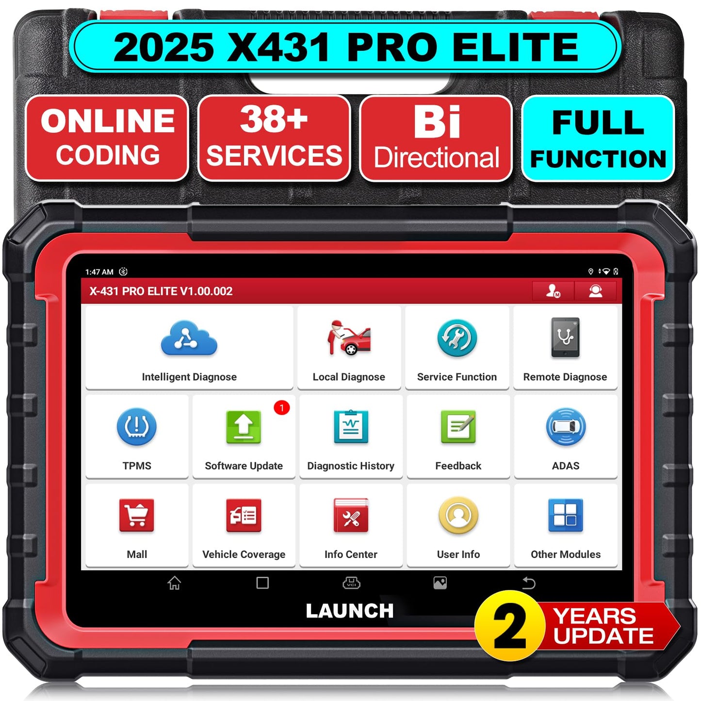 LAUNCH X431 PRO Elite 2025 OBD2 Scanner with ECU Coding